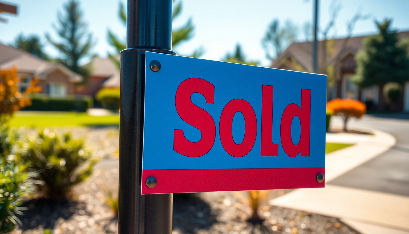 Bright sold sign with bold lettering, ready to attract attention on a property for real estate marketing.