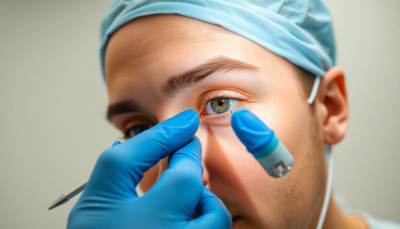 Experienced surgeon performing Oberlidstraffung Zürich with focused precision in a sterile clinic environment.