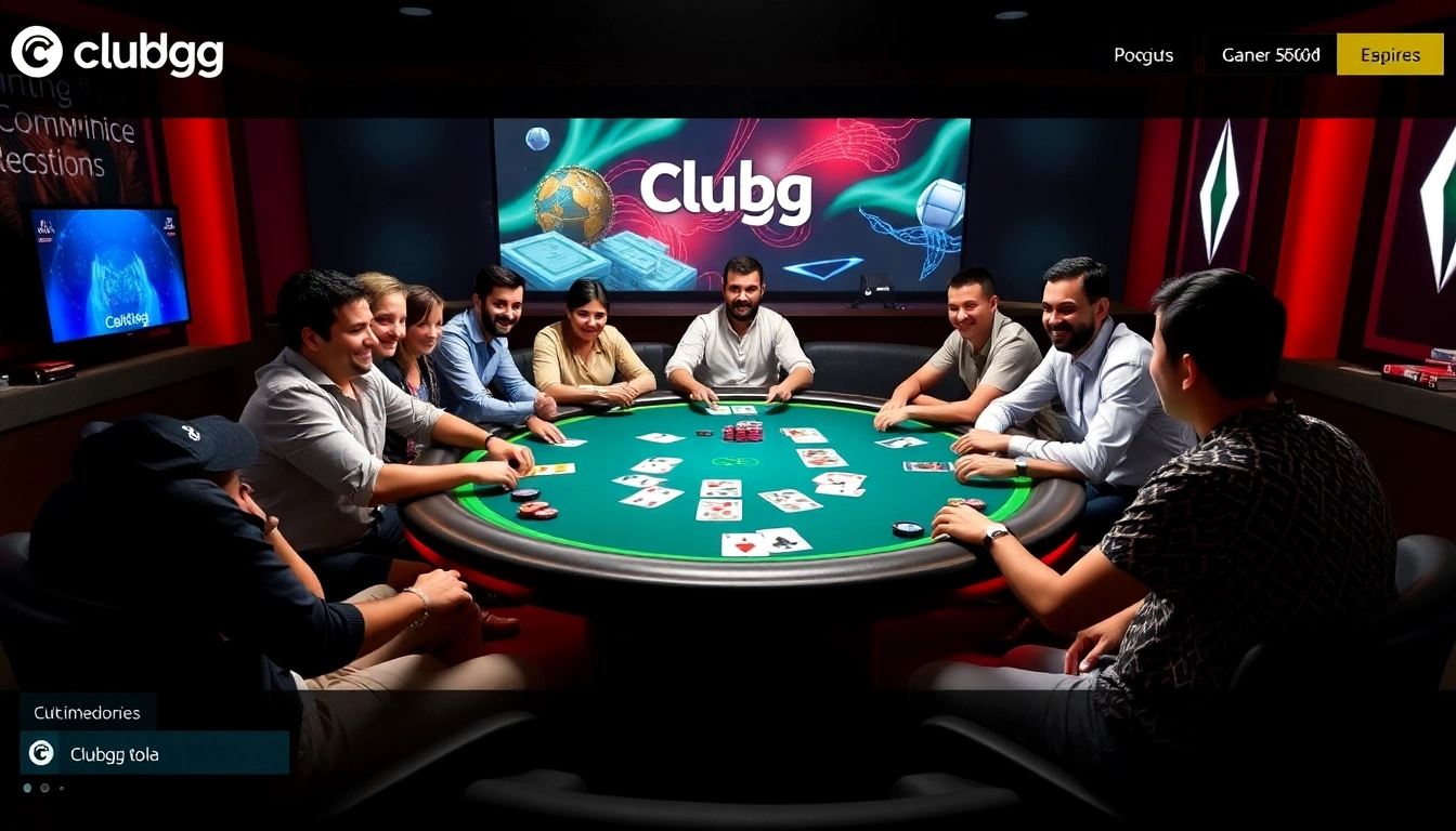 Engaging scene of a lively online poker game with players using Clubgg poker platform, highlighting community and gameplay excitement.