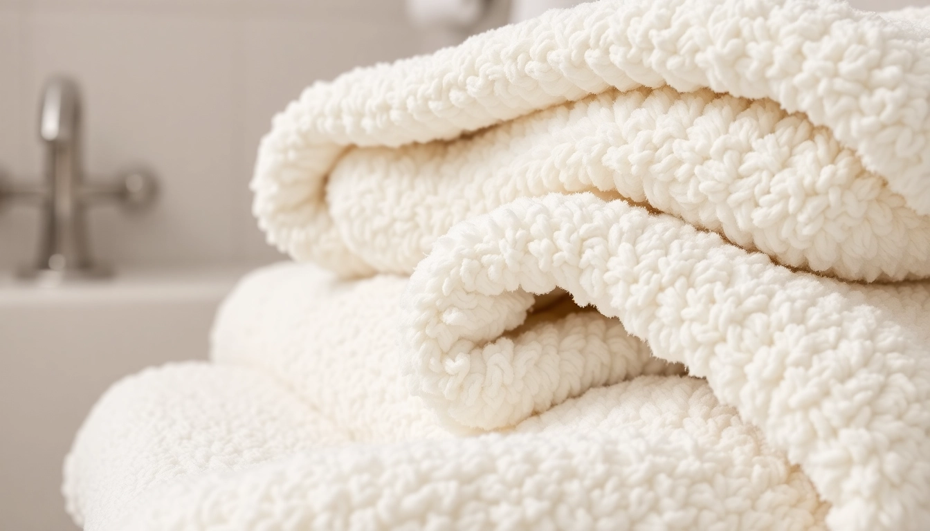 High-quality cotton towels being folded in a bright bathroom, showcasing softness and absorbency for a spa-like feel.