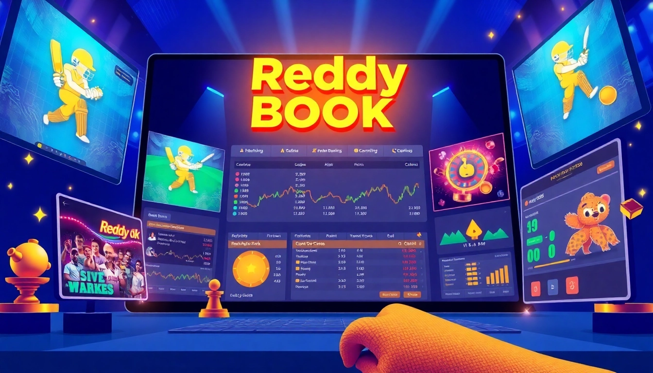 Engaging Reddy Book betting interface showing live cricket scores and casino games, inviting users to place bets confidently.