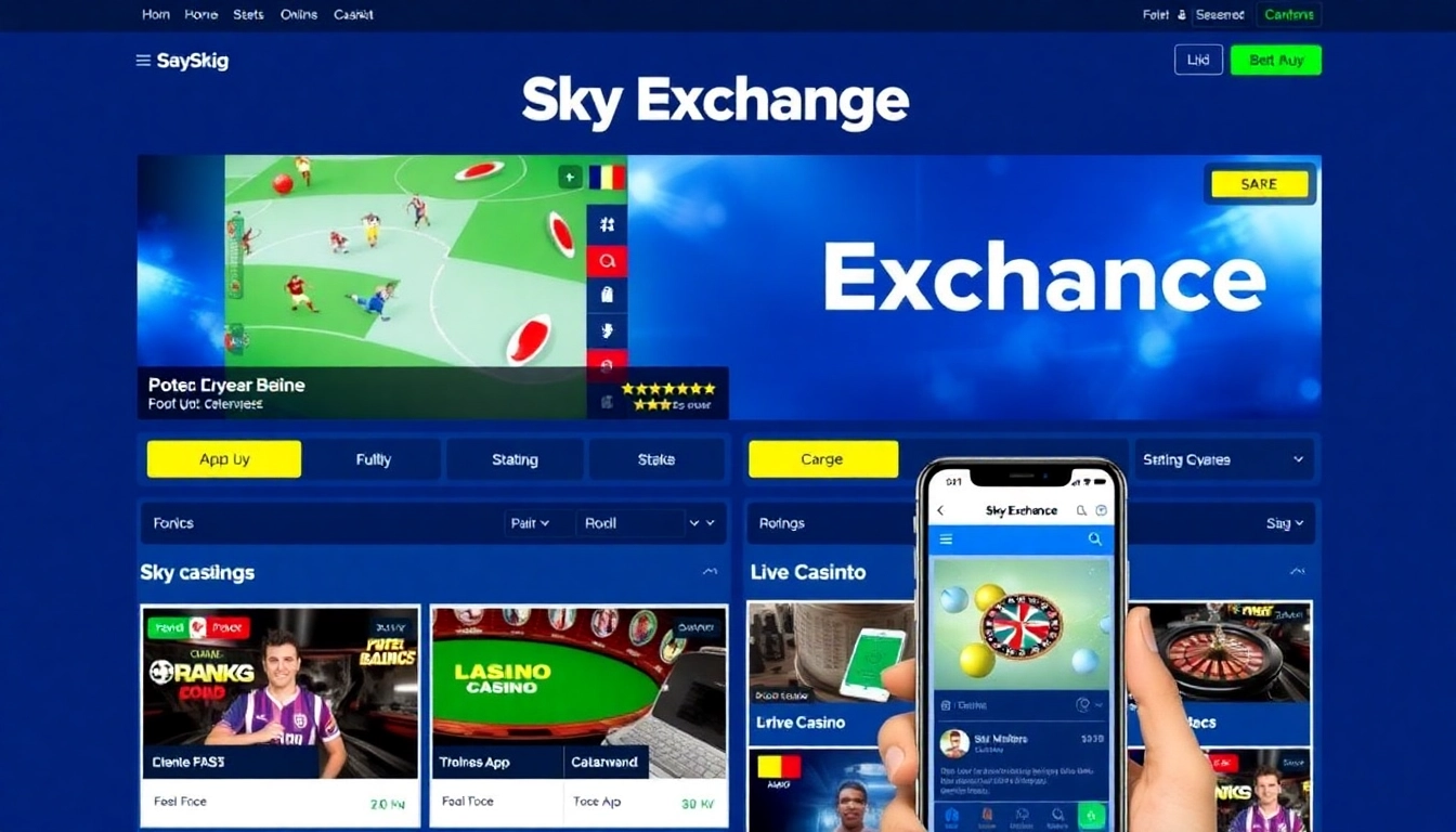 Sky Exchange online betting platform with live sports and casino games, active user interface, and secure account access for Indian users