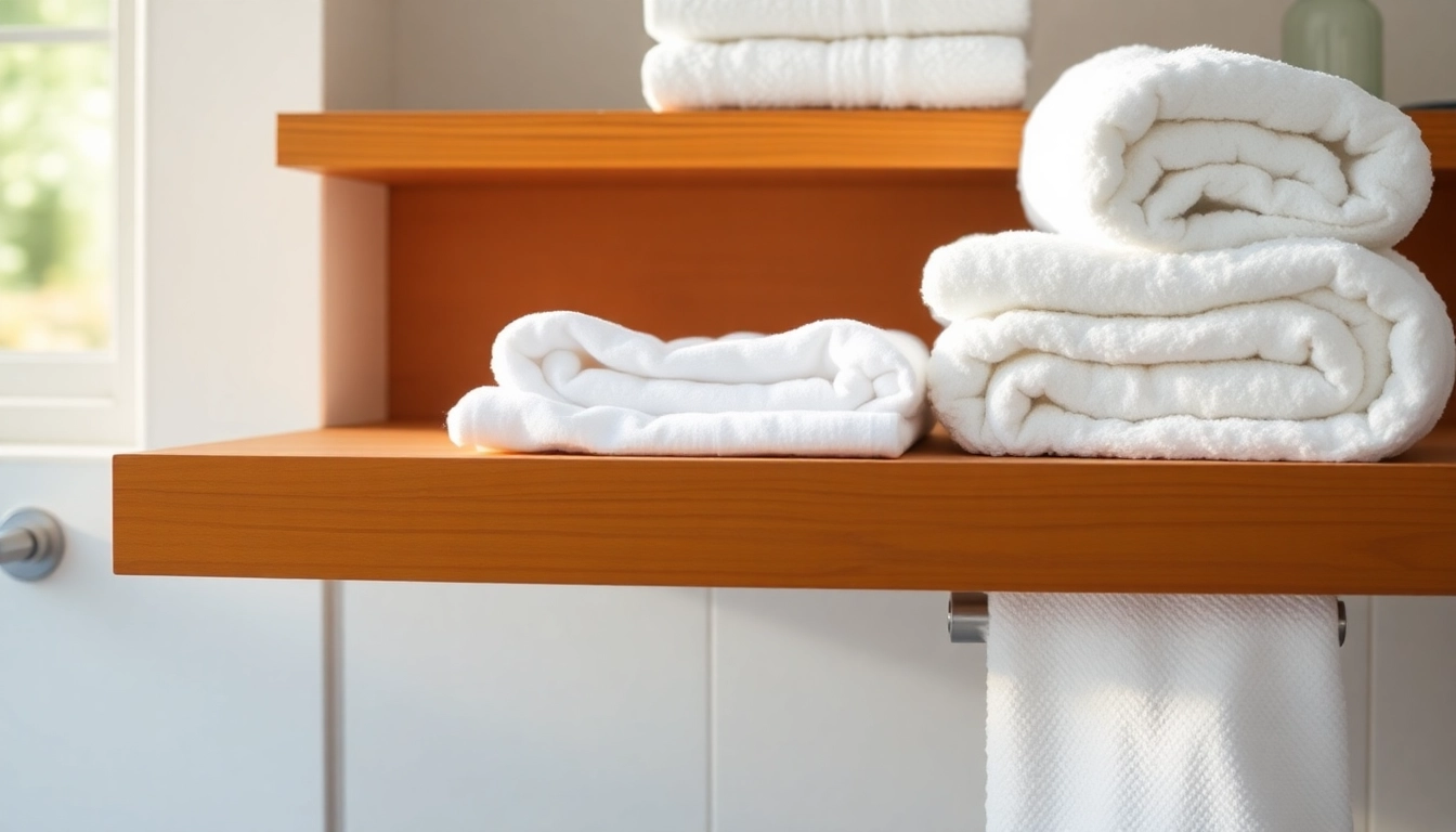 Luxurious cotton towels being styled in a bright, modern bathroom offering softness and absorbency for everyday comfort