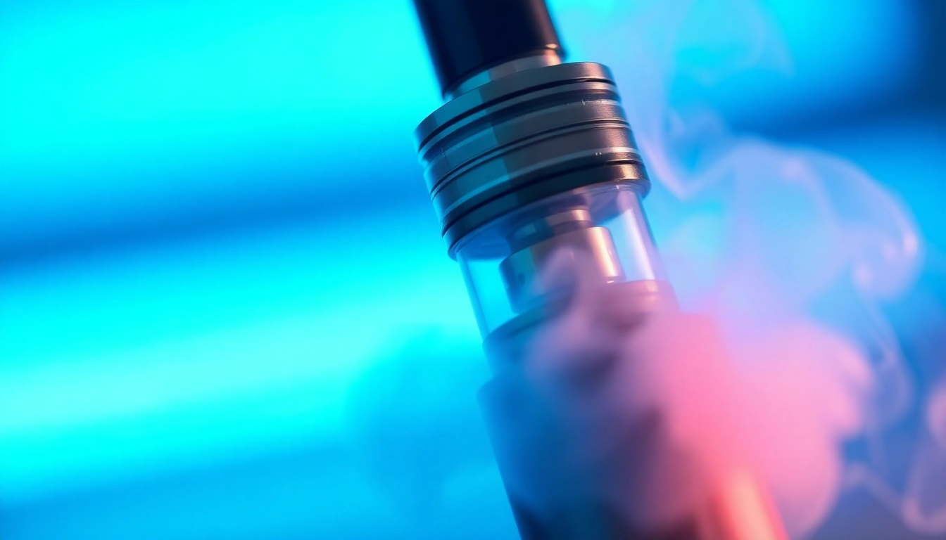 Vape device releasing vapor with detailed design, showcasing modern vaping technology for