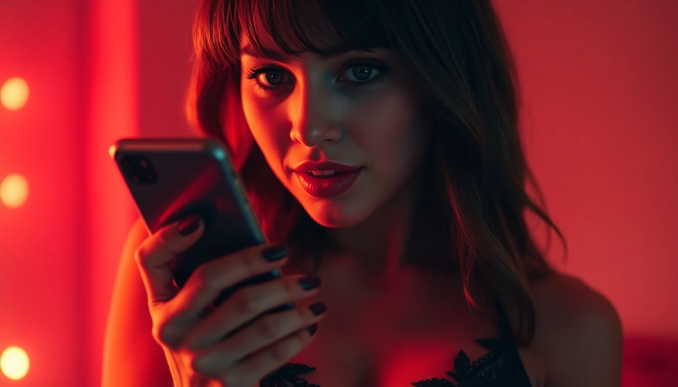 Sexy woman sending a rencontre coquine message on smartphone with seductive atmosphere