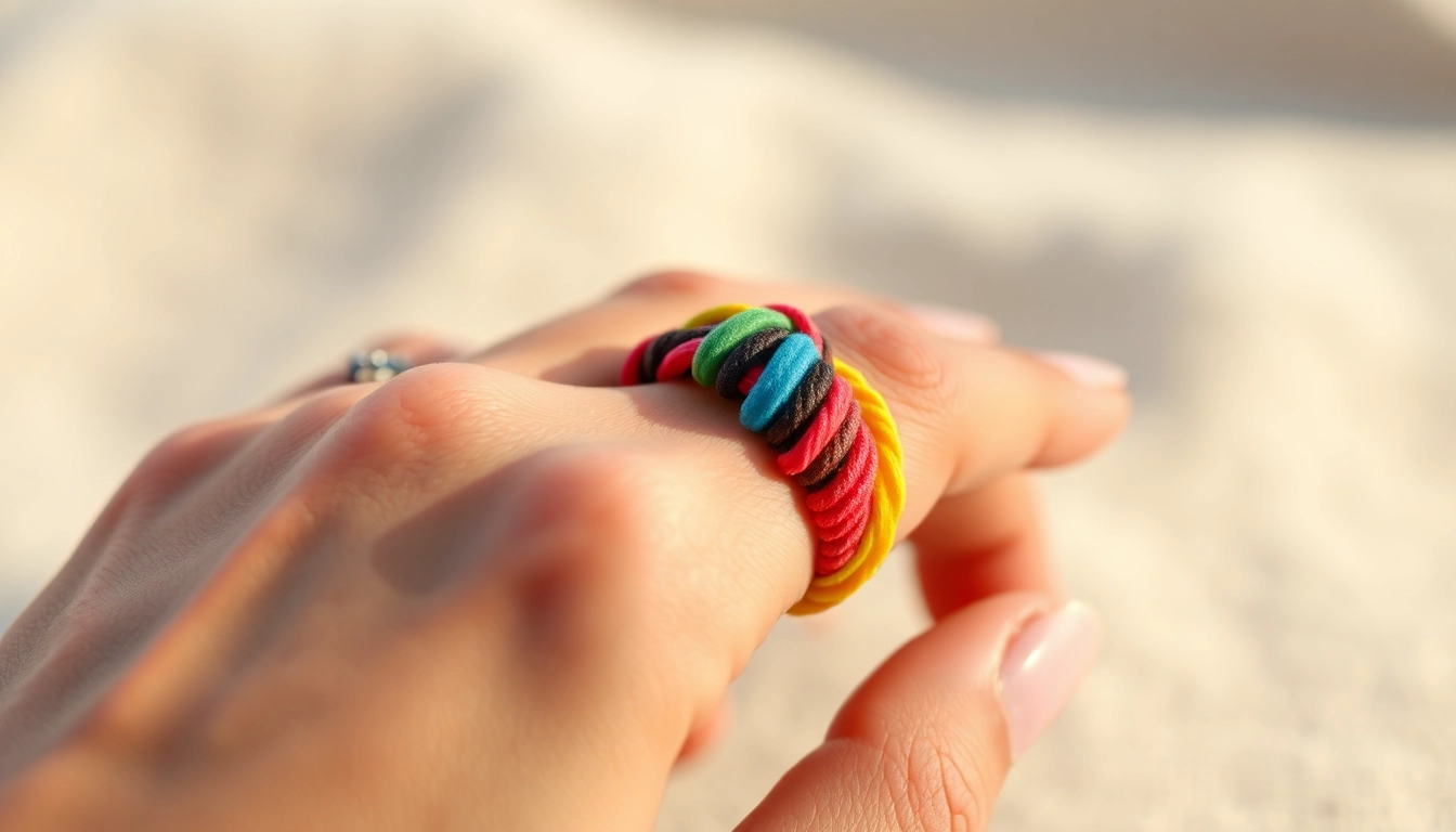 Crafting a stylish pierscionek na gumce with vibrant beads and elastic material for everyday wear