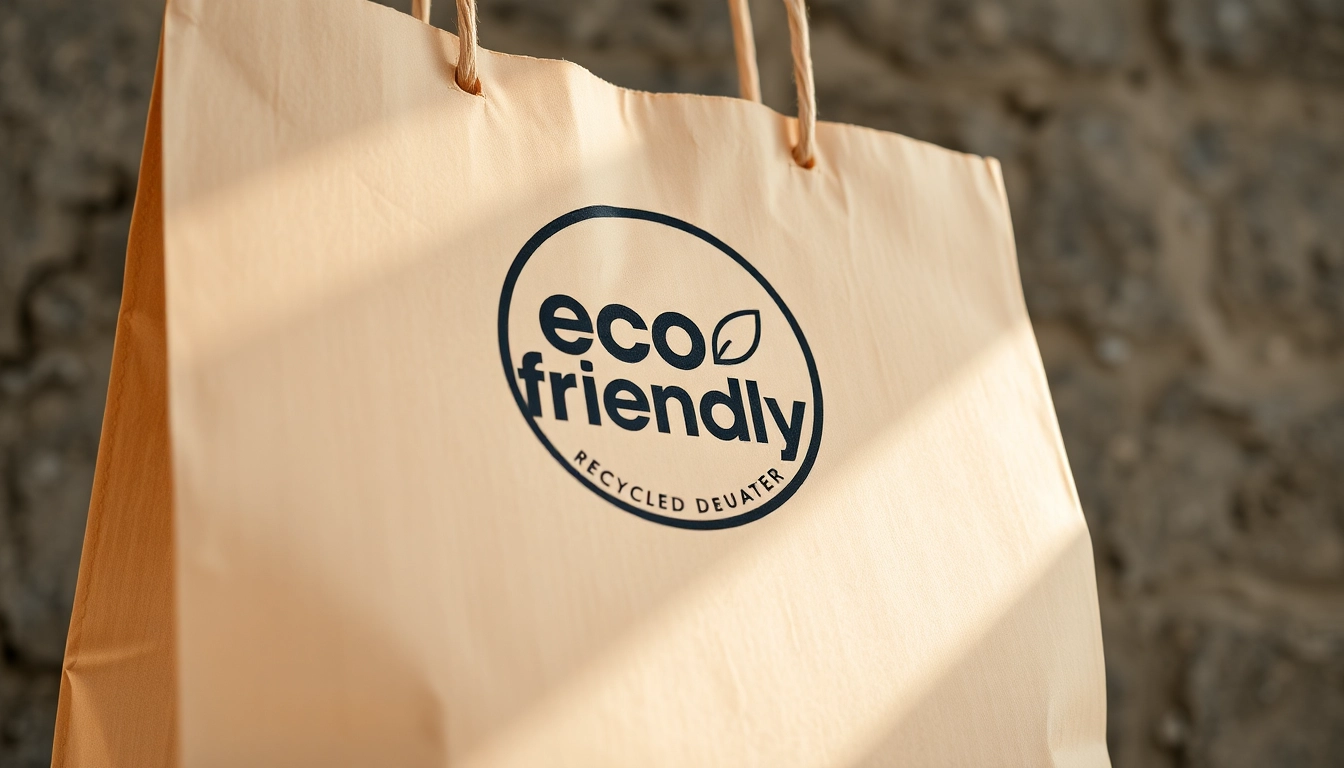 Hand holding a high-quality torba papierowa with ecological design and branding for