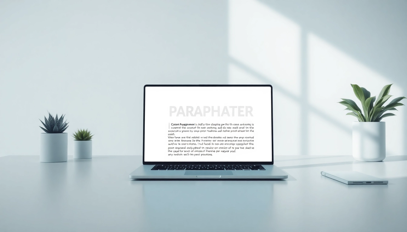 Paraphraser tool in action on a laptop screen showing text rewriting, emphasizing natural